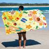 Cartoon Summer Beach Element Beach Towel Flip Flops Crab Plumeria Swim Ring Print Sandproof Towel Seaside Use