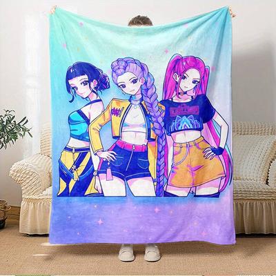K-POP Anime Dívčí Skupina Čtyři Roční Období Měkká Teplá Přikrývka Celoroční Silně Pletená Polyesterová Přehoz na Postel, Kempování, Cestování Perfektní Dárek