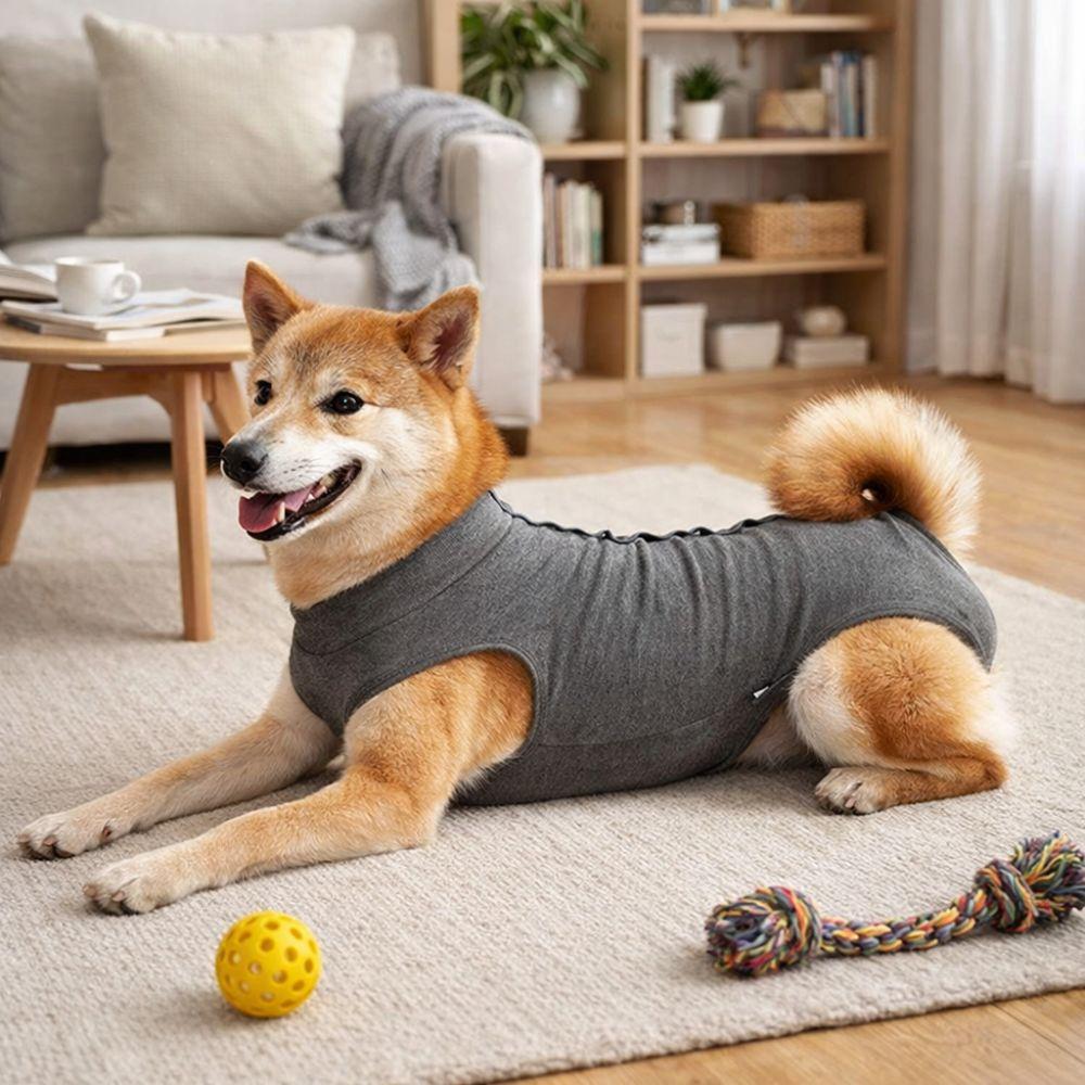Elastic Dog Recovery Suit Comfortable Adjustable Pet Anti-Lick Suit Breathable Washable Cat Jumpsuit Recovery Period
