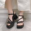 Летние новые сандалии на толстой подошве с открытым носком, универсальные модные, женские, универсальная повседневная обувь, удобная пляжная обувь