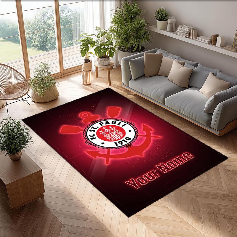 FC St. Pauli Printed Crystal Velvet Rug Non‑Slip Crystal Velvet Carpet For Sofa Bedroom Indoor Home Decoration