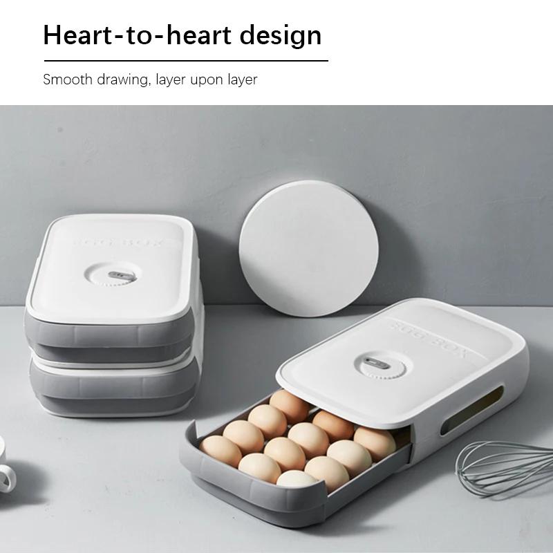 Drawer Type Egg Storage Box Refrigerator Storage Box Fresh Keeping Box Dumpling Box Household Eggs Holder Food Storage Kitchen