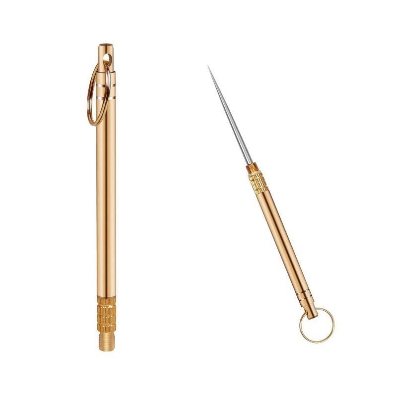 Portable Multifunctional  Titanium Alloy Toothpicks Pocket Toothpick Holder Fruit Fork Outdoor Picnic Camping