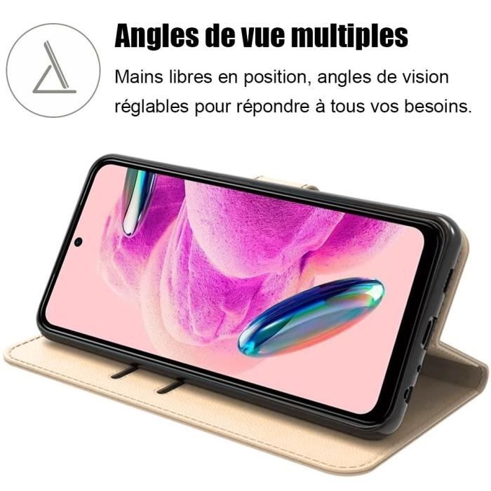 Hülle für Xiaomi Redmi Note 12S, Stoßfestes Etui in Lederoptik mit Kartenfach und Standfunktion Gold (nicht für Redmi Note 12)