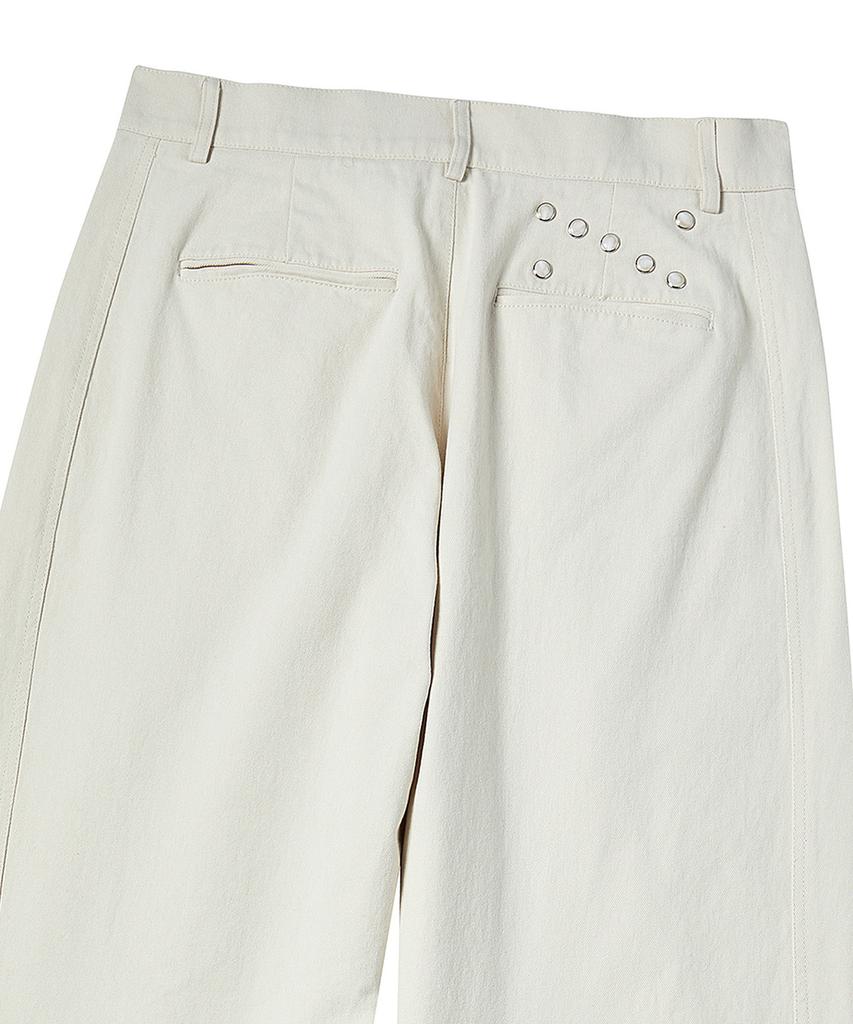 BEYOND CLOSET [Collection Line] Structured Cotton Curved Pants Cream