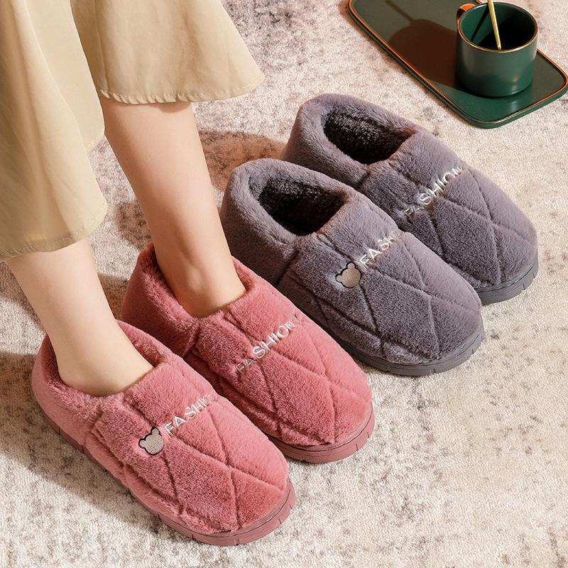 Autumn and winter new cotton slipper bag and indoor household thick-soled warm home non-slip plush cotton shoes