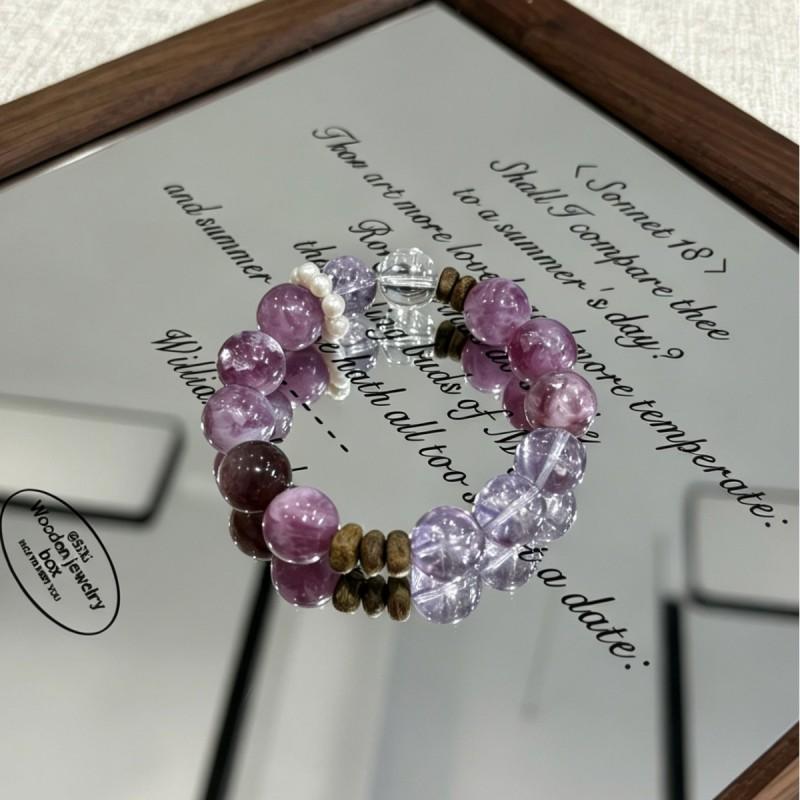 Original Natural Purple Mica Crystal Bracelet Women Versatile Elegant Jewelry