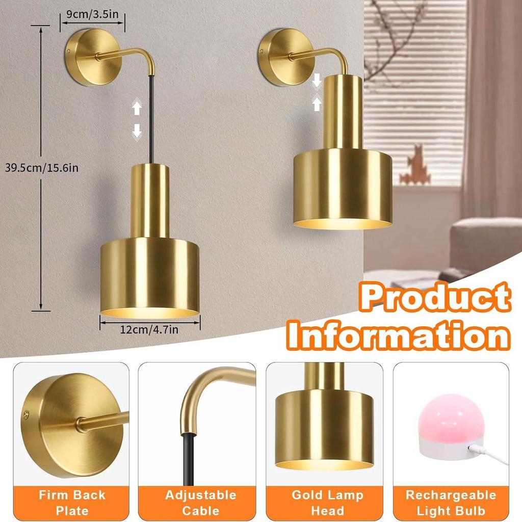 Wireless Battery-Powered Wall Light for Bedroom, Living Room, or Corridor