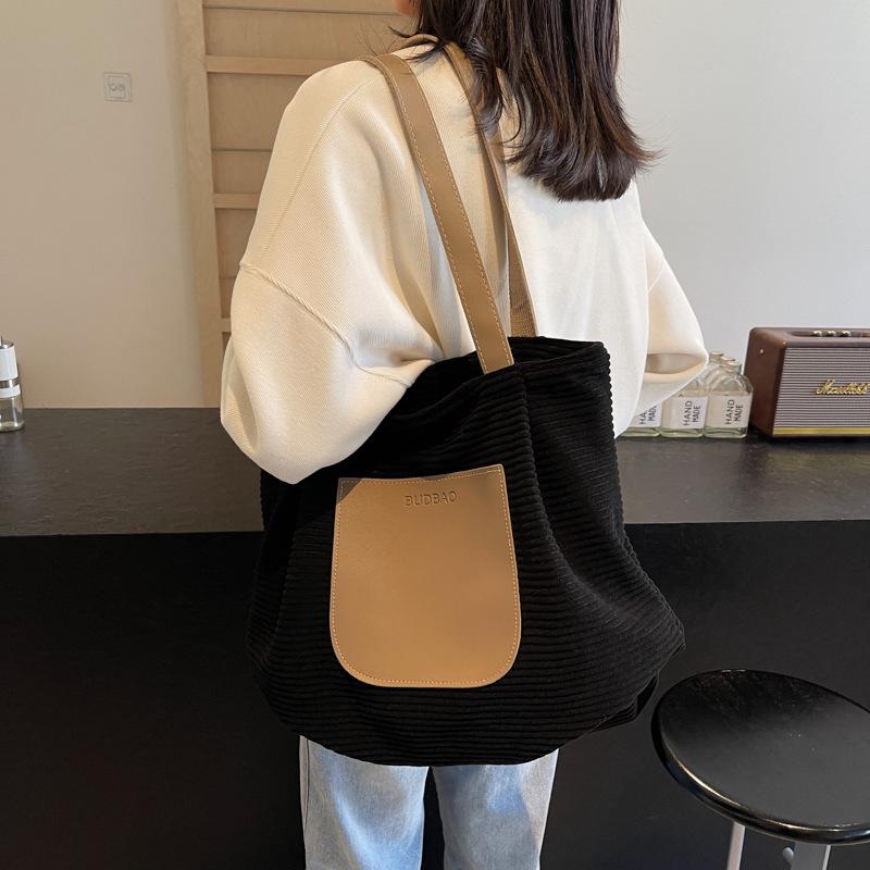 Commuter Large-capacity Canvas Tote Bag Women's Bag 2025 Autumn New Ins Handbag College Student Class Shoulder Bag