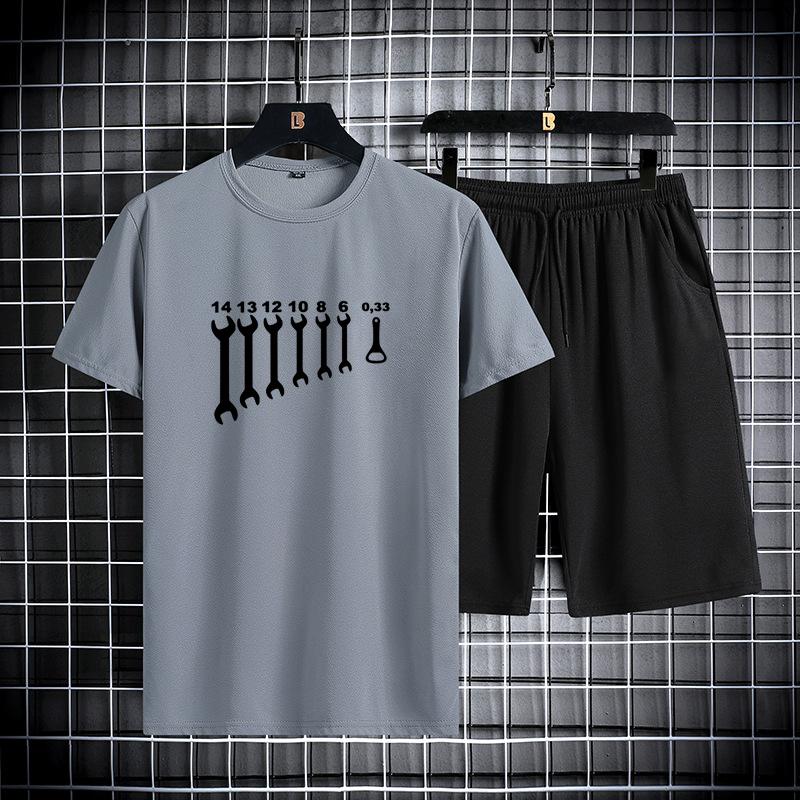 Sommer Herren Kurzarm lange Hose Sportset, dünn und trendig, modisch, lässig, Outdoor minimalistisches zweiteiliges Set, 2024