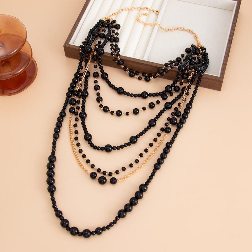 Baroque Pearl Sweater Chain Exaggerated Women's Clavicle Chain Multilayer Pearl Necklace Banquet