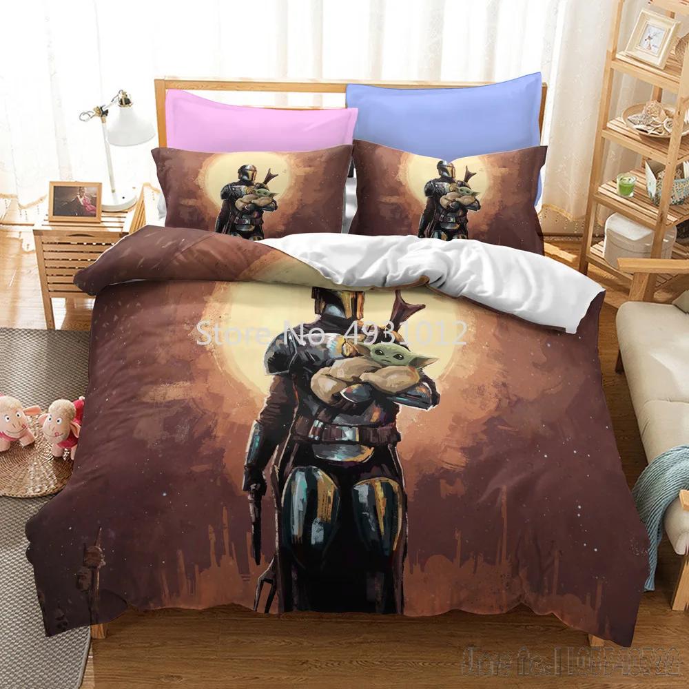 Anime 3D Printed Warrior Mandalorian Child Bedding Set Baby Duvet Cover Sets Bedclothes Twin Single King Kids Adult Gift