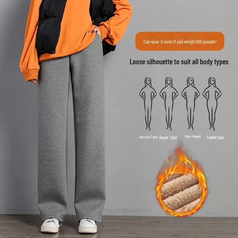 

Женские повседневные брюки из плюшевой овчины с широкими штанинами на весну и осень 4XL серый