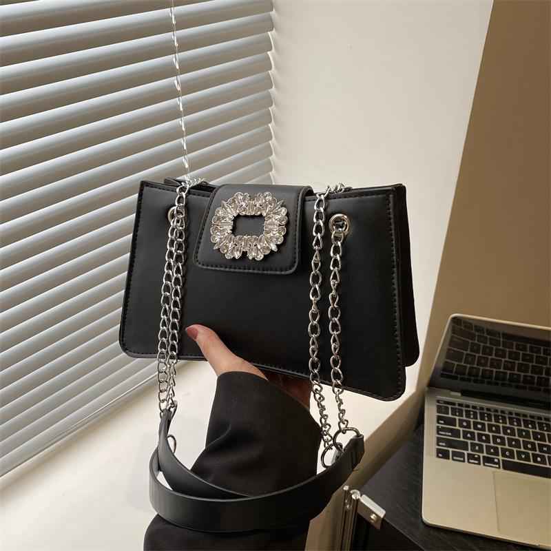 Diamond-encrusted Small Square Bag Women's Bag Summer New Fashion Light Luxury Shoulder Bag Commuter Chain Messenger Bag