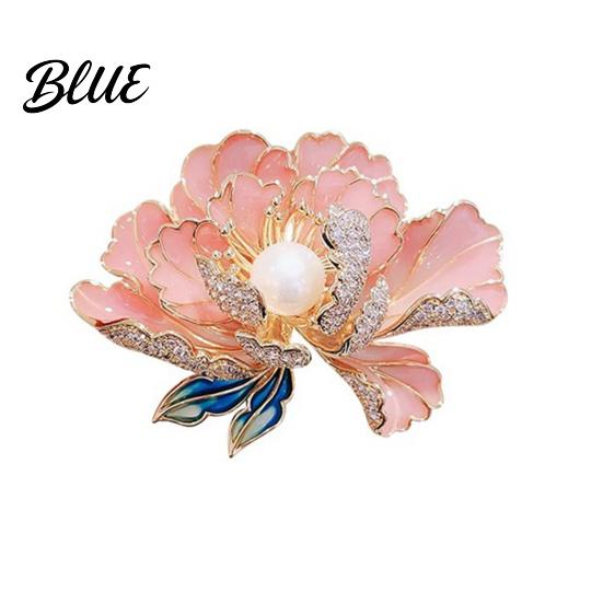 Long-lasting Brooch Women Sparkling Rhinestones Imitation Pearl Flower Shape Lapel