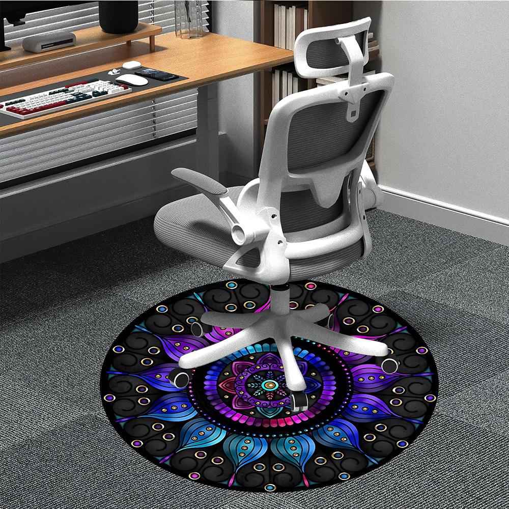 1 шт. Ковер-сиденье с дизайном мандалы для офиса - Внутренний нескользящий моющийся ковер из полиэфирного волокна, Мягкий удобный коврик для офиса yy250928062 80cm by 80cm