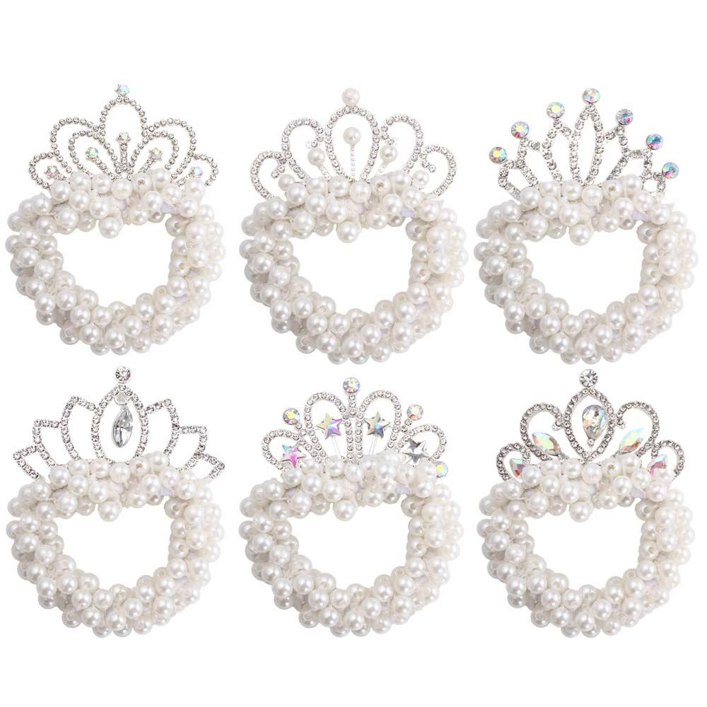 Elegant Princess Sweet Headwear Children's Headdress Pearl Crown Hair Rope Korean Style Hair Rope