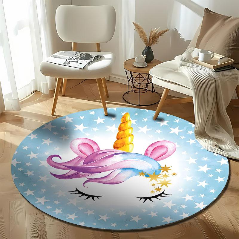 Free Shipping! Magical Unicorn Starry Kids' Room Rug All Seasons Mats Round Carpet for Home Sofa Bedroom, Gift