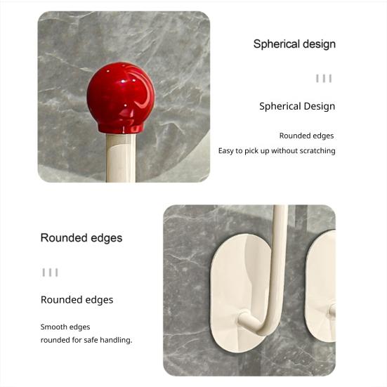 Adhesive Wall Hooks Hair Accessories Organizer Rounded Edge Cartoon Adhesive Hook for Bathroom Kitchen