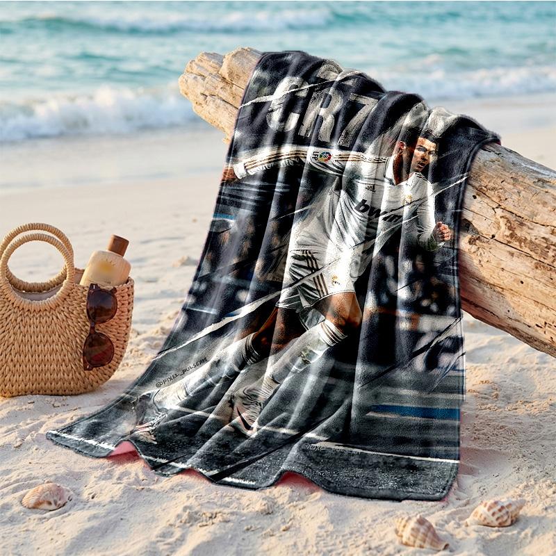Asciugamano da Spiaggia Morbido ad Asciugatura Rapida Tema Cristiano Ronaldo?Asciugamano Asciutto Per Vacanze Estive Al Mare Nuoto
