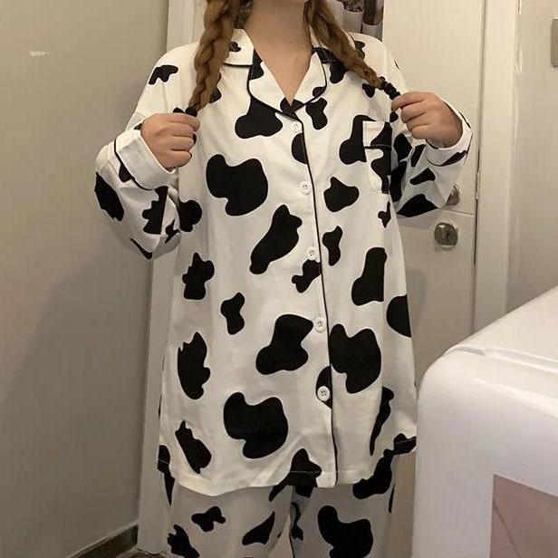 

Женские весенне-осенние топы с длинными рукавами из 100% полиэстера, женский пижамный костюм, длинная пижама в простом стиле с принтом M