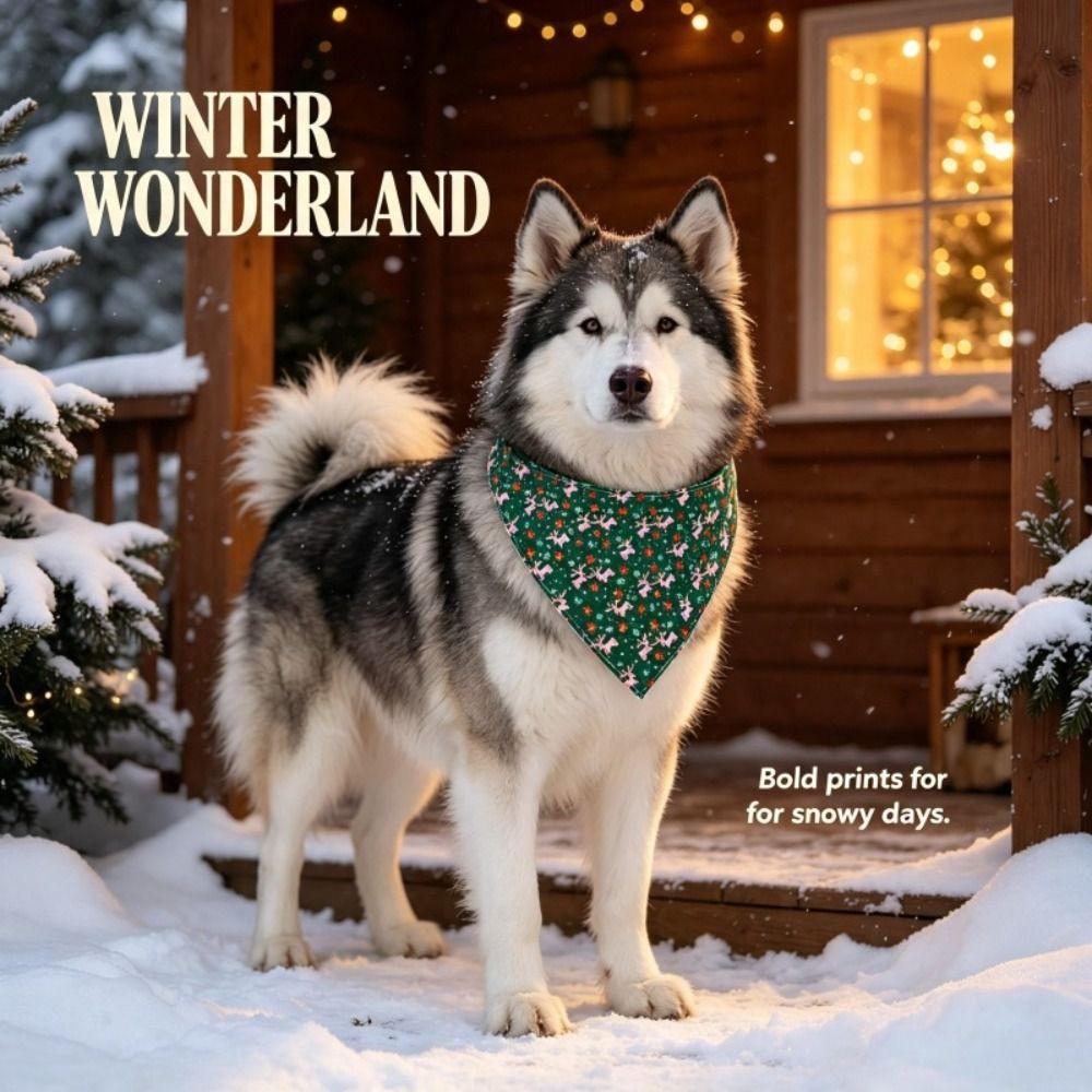 2pcs Adjustable Scarf Bibs Stylish Dog Bandanas Portable Christmas Pet Bandana Pet Supplies