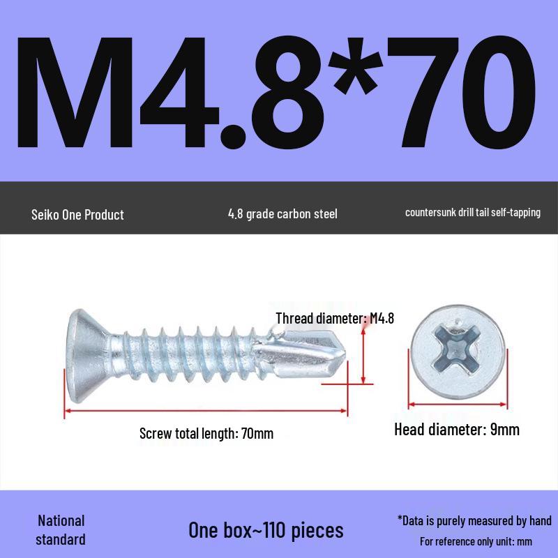 Galvanized Flat Head Self-Tapping Dovetail Screws with Drill Tail, Boxed