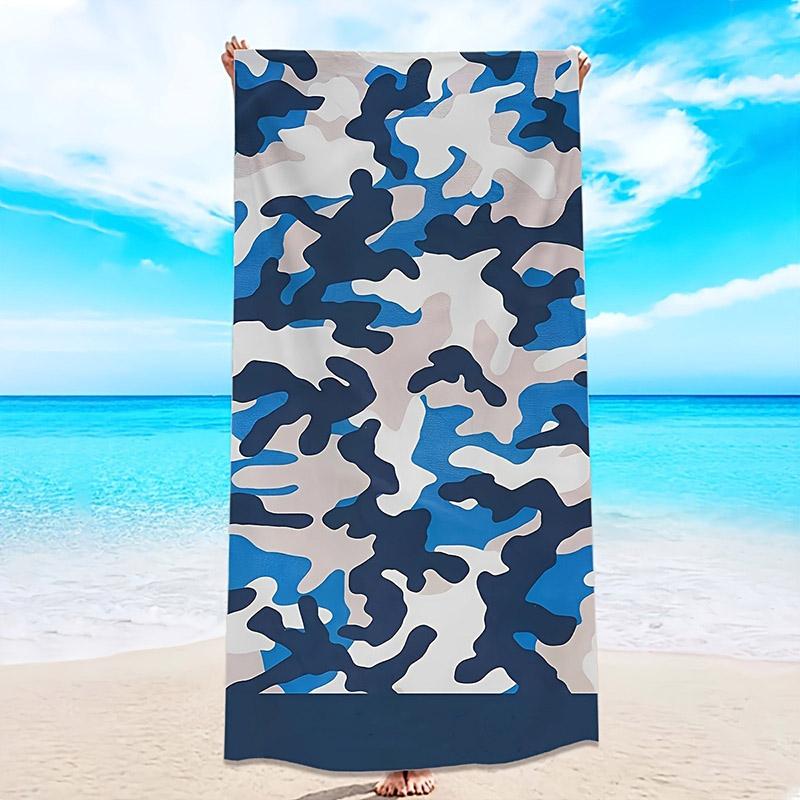 

Blue Camo Beach Towel for Summer Patterned Sunscreen And Windproof Suitable For Swimming Pool Camping Travel Blanket W30*H60(CM)