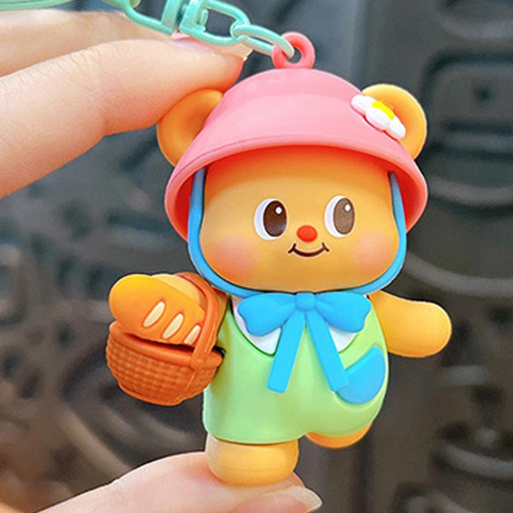 Cute Cartoon Butter Bear Keychain Sporty Backpack Charm Bag Pendant Lightweight PVC Alloy Decors For Bags Gifts