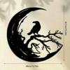 Gothic Moon & Crow Metal Wall Art, 15.75" Laser Cut Iron Crescent Sculpture for Home Garden Decor