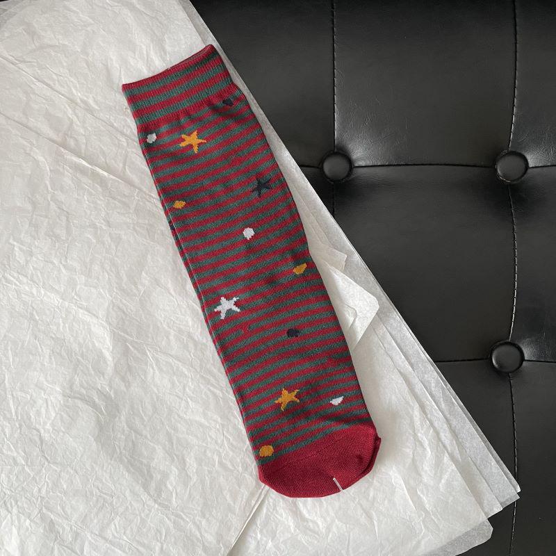 

Jacquard Christmas Snowflake and Tree Long Socks - Women s Mid-Calf Retro Geometric Style