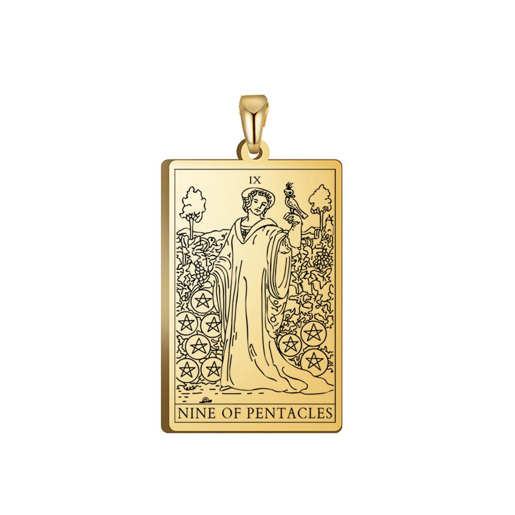 Dawapara Pentacles Tarot Card Pendant for Necklace Stainless Steel Golden Black Jewelry Accessories Charms Pendants