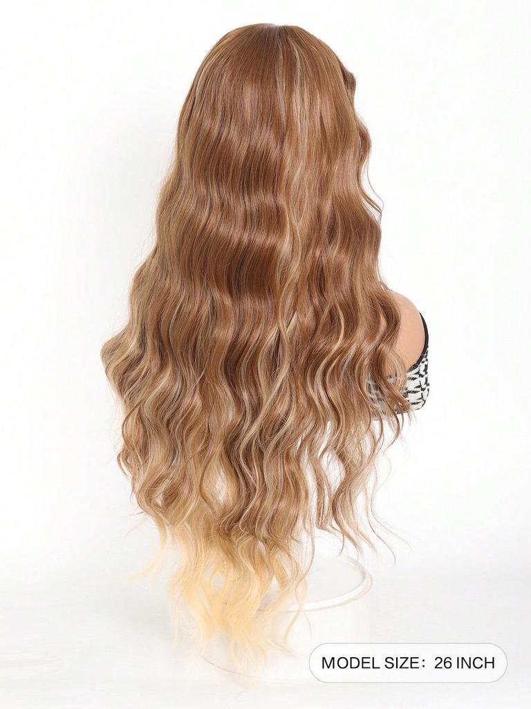 Synthetic Wig Long Ombre Blonde Wavy Wig for Women  Middle Part Wavy Wig Natural Looking Wig for Daily Party Use (Ombre Blonde)
