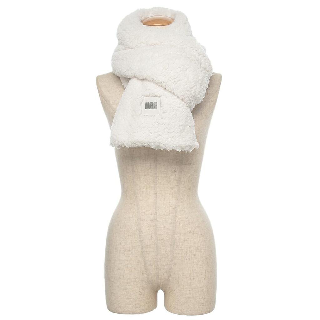 UGG Oversized Sherpa Scarf with Boa 20052 NIM Logo, White, Women's, [Used]