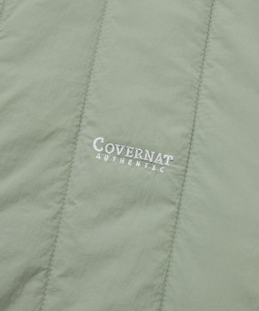 COVERNAT Quilted Half Zip Oversized Sweatshirt Light Khaki