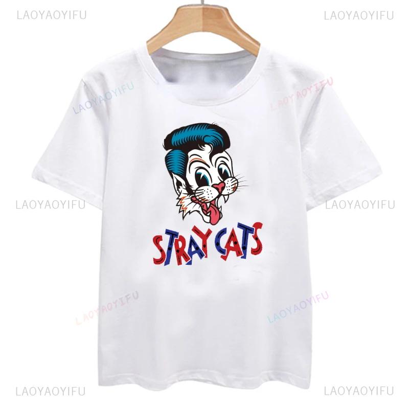 Classic Stray Cats Rock Tshirt American Rockabilly Band Fans Hipster Streetwear Fashion Breathable Boy Girl Unisex Women Cotton Tee