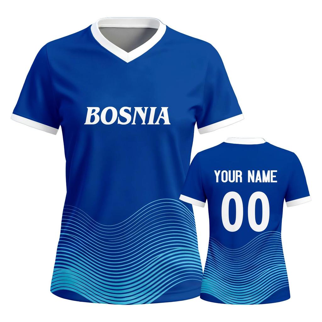Women's Customizable Soccer Jersey Lightweight Breathable Sports Shirt V Neck Short Sleeve Athletic Top for Team Matches Training