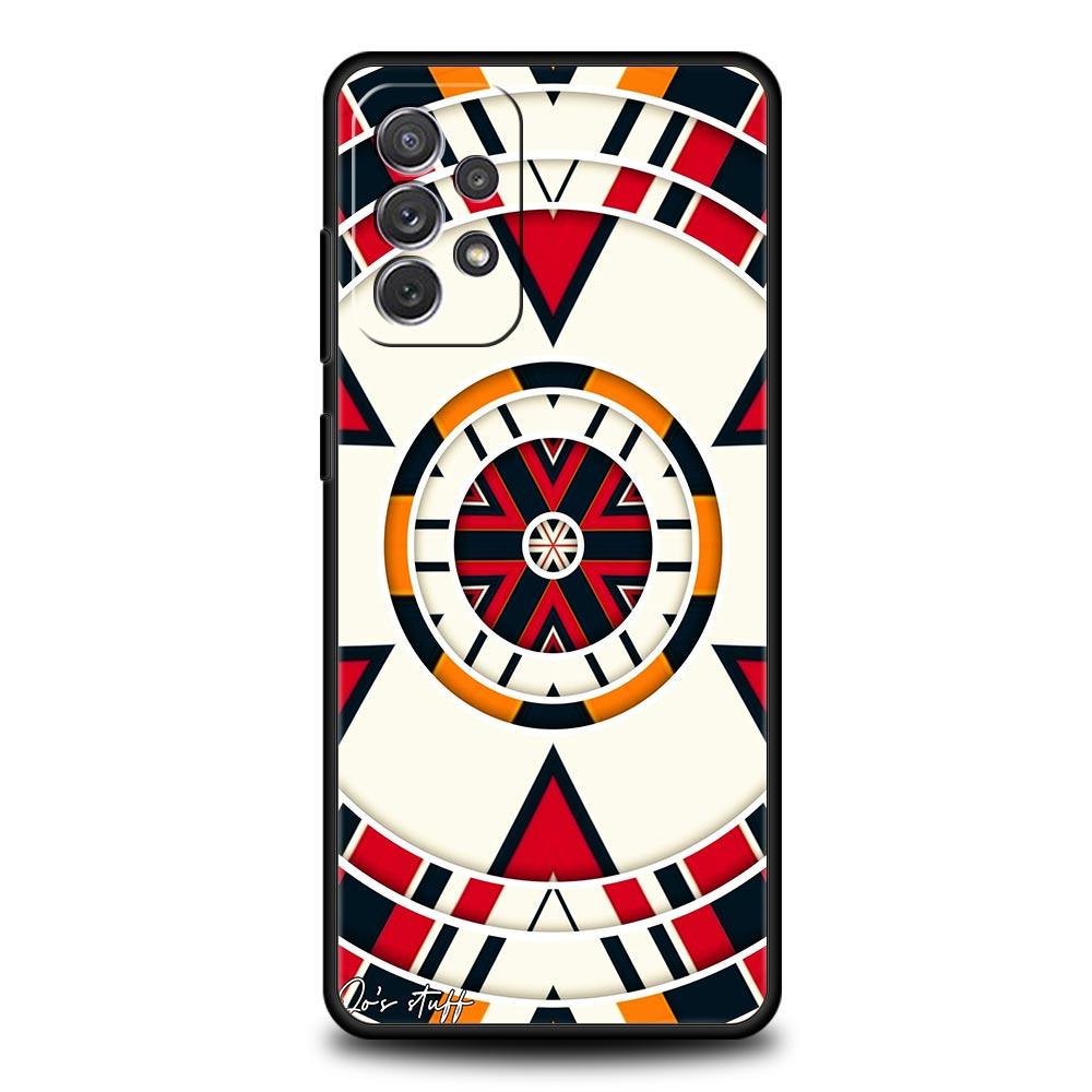 Retro Circular Totem Design Phone Case for Samsung Galaxy A55 A35 A17 A07 A15 A13 A25 A51 A71 A72 A73 A32 A52 A52S A41 Soft TPU