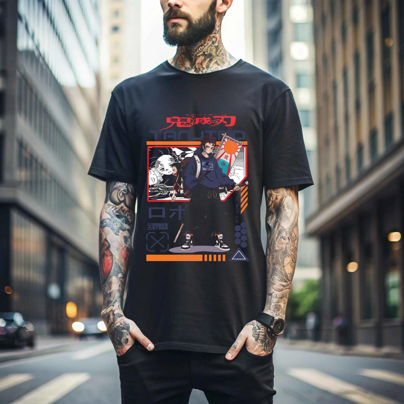 

MENS WOMENS Tanjiro Demon Slayer T-shirt Kimetsu No Yaiba Horror Anime Nezuko Shirt Gift 131 XL