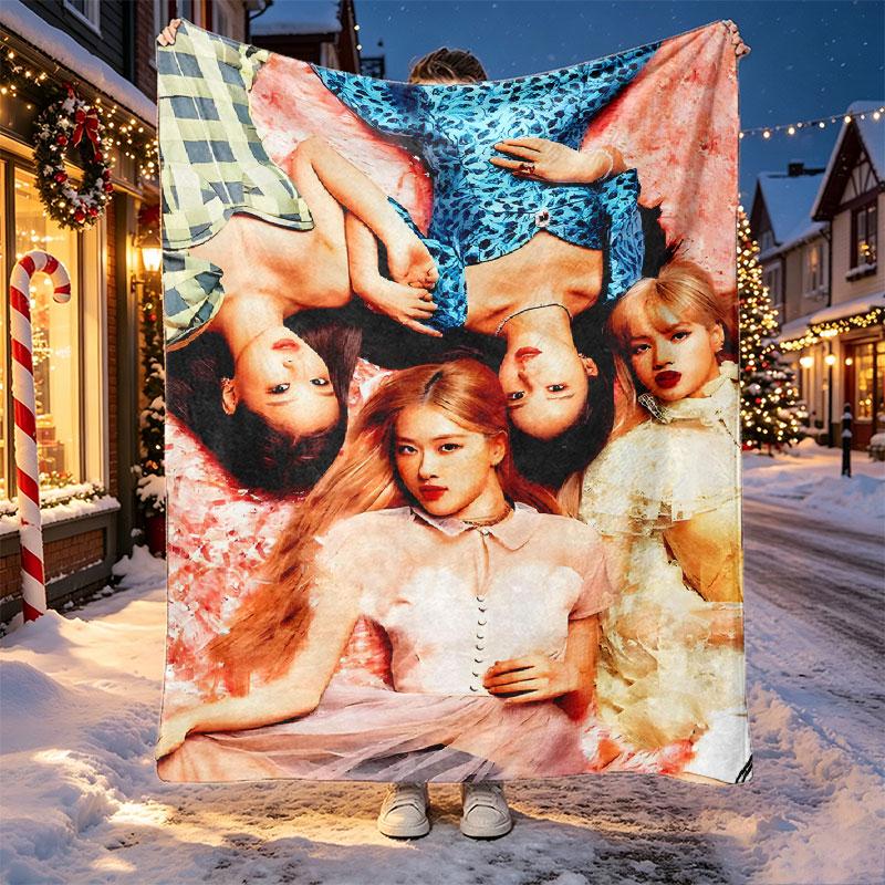 BLACKPINK Pattern Blanket for Home Decoration, Bed, Sofa, Car Travel, Camping, Suitable for All Seasons, Birthday Christmas Gift