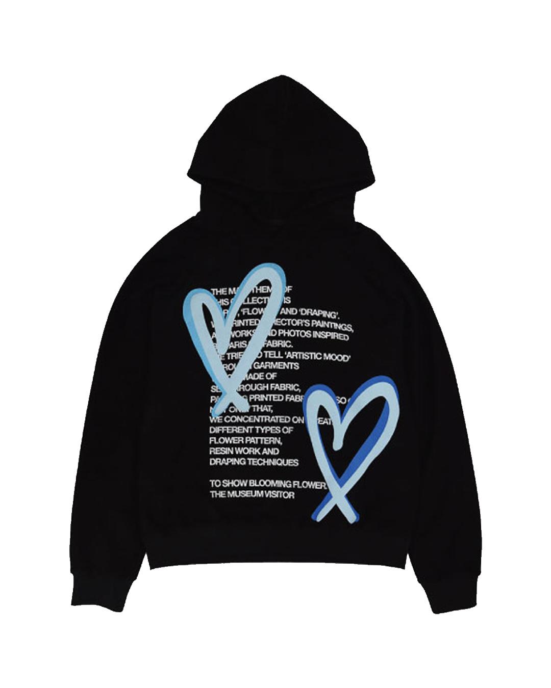 The Museum Visitor Heart Printed Inside-Out Hoody (Black) M