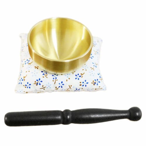 Mini 7-Piece Buddhist Altar Set: Orin (Buddhist Bell), Incense Burner, Incense Ash, Candle Holder, Vase, Teacup, and Offering Stand (Pink)