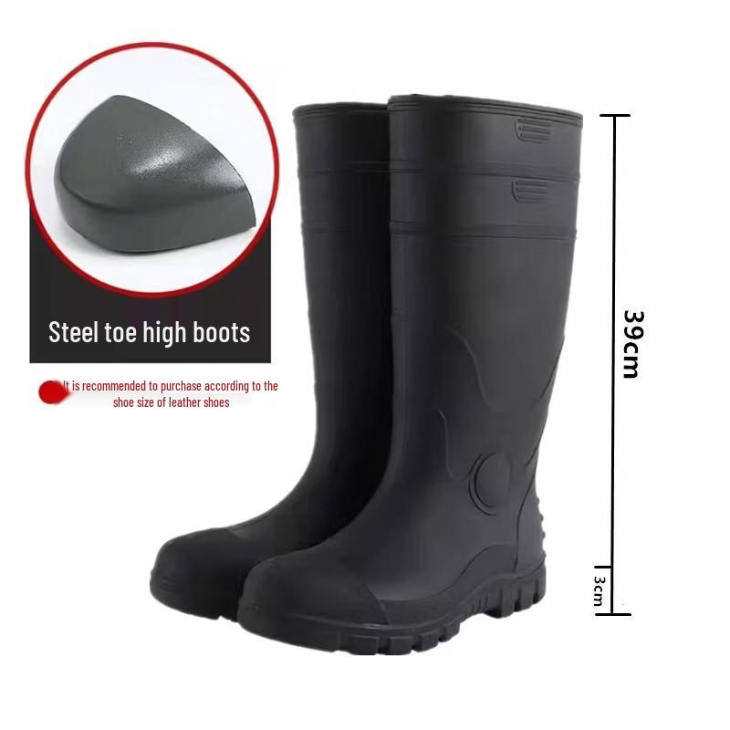 HUAJI Steel Toe Safety Rain Boots