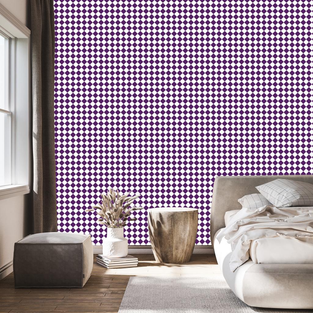 Geometric Rhombus Wallpaper Purple, White and Light Gray 50x1000
