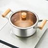 Aluminum Soup Pot with Double Wooden Handle and Glass Cover for Gas Induction Cooktops Multipurpose Cooking Application