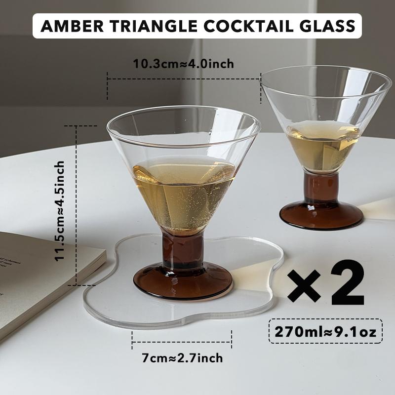 

Бокал для мартини 270 мл - Элегантная треугольная чашка янтарного и черного цвета - Универсальная чашка для сакэ для бара, вечеринок - Идеальный рождественский подарок