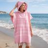 Wearable Sand-proof Hooded Beach Towel Loose Stripe Patchwork Bathrobe Soft Cotton Travel Supplies Bath Towel Beach