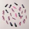 Halloween Long Stiletto False Nails - Heart & Bat Design for a Festive Atmosphere