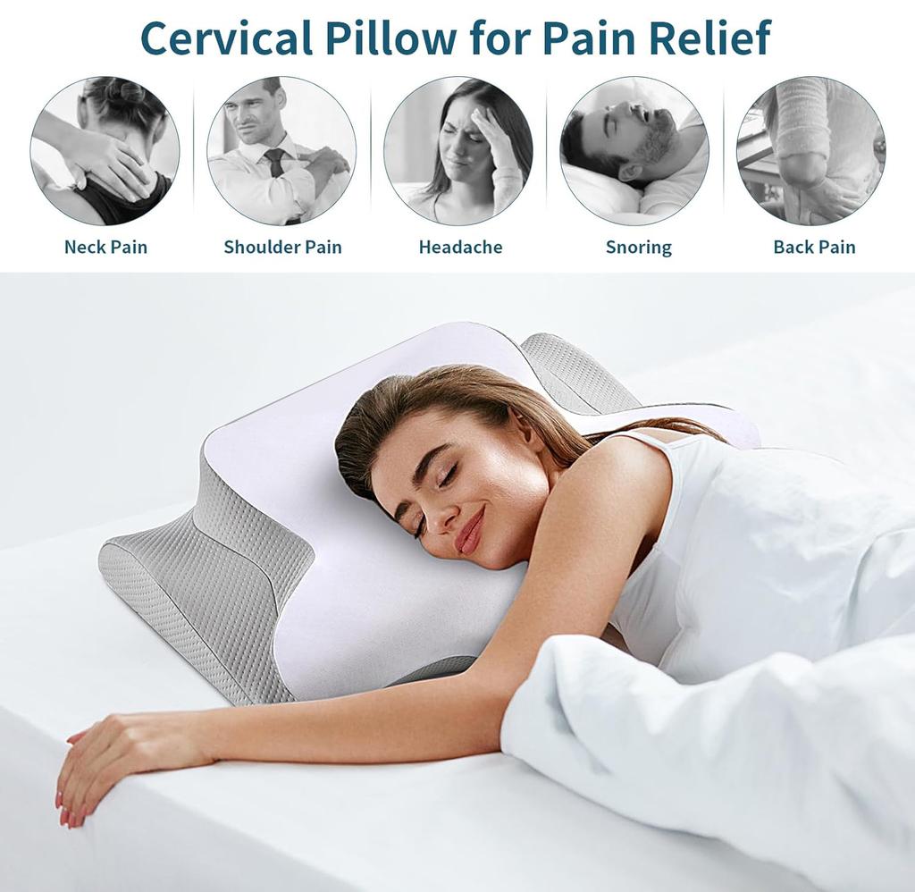 Cervical Pillow Ergonomic Neck Support Pillow Relief Odorless Orthopedic Contour Memory Foam Pillow Bed for Back Stomach Sleeper
