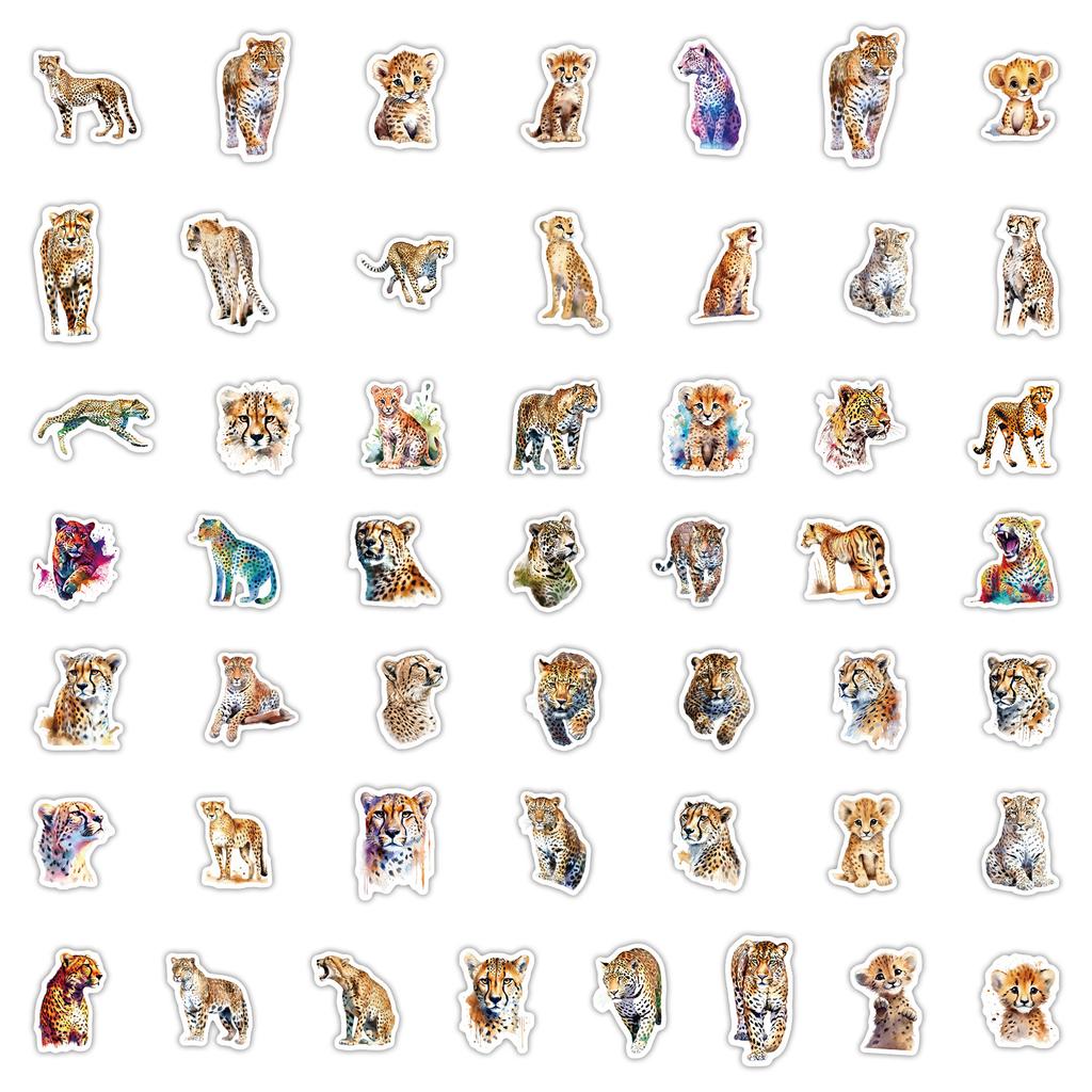 50 African Leopard Graffiti Stickers Car Skateboard Suitcase Decoration Stickers Waterproof Creative Children's Stationery Stickers